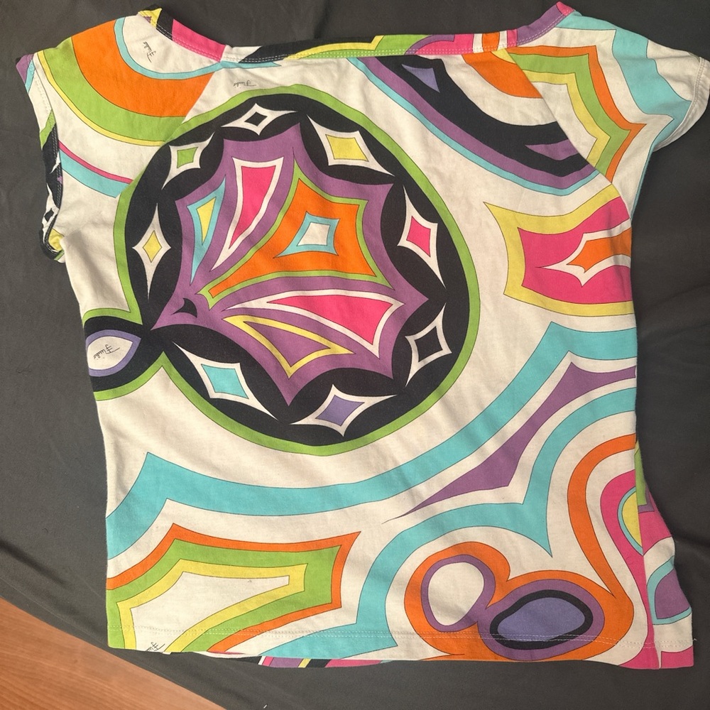 Emilio Pucci Multicolor Geometric Short Sleeve Top
